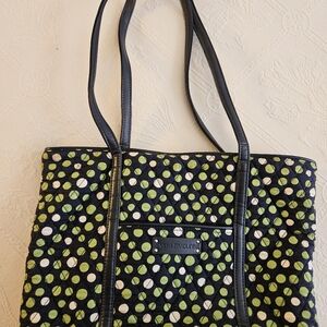 Vera Bradley Black and Green Dot Tote